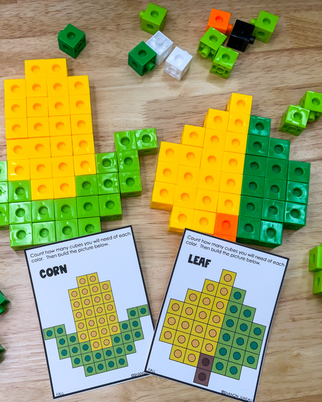 Snap Cube Task Cards Fall Themed STEM Activities