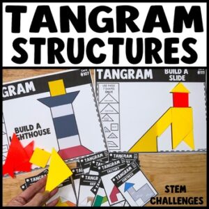 Tangram puzzles printable activities with STEM challenge mats and tangram shape cards for kids