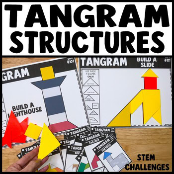 Tangram puzzles printable activities with STEM challenge mats and tangram shape cards for kids