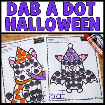 Halloween dot marker coloring pages printables for pre-K and Kindergarten fine motor skills