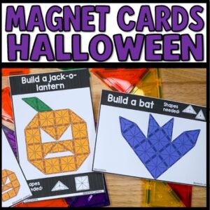 Halloween magnet tile task cards for kids – printable magnetic building activity for light tables