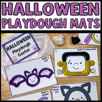 Halloween playdough mats for kids featuring fun seasonal designs for fine motor and sensory activities