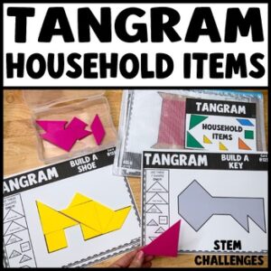 Tangram puzzles printable activities with tangram mats and household items STEM challenge for kids